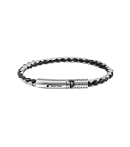 Police Modish Stainless Steel Bracelet with Black and Grey Leather Straps