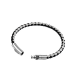 Police Modish Stainless Steel Bracelet with Black and Grey Leather Straps