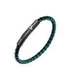 Police Modish Gunmetal and Stainless Steel Bracelet with Olive Green and Black Leather Straps