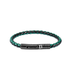 Police Modish Gunmetal and Stainless Steel Bracelet with Olive Green and Black Leather Straps