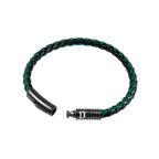 Police Modish Gunmetal and Stainless Steel Bracelet with Olive Green and Black Leather Straps