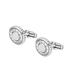 Police Fluted Stainless Steel Cufflinks with Multi-P Emblem