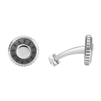 Police Fluted Stainless Steel & Gunmetal Cufflinks with Multi-P Emblem