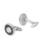 Police Fluted Stainless Steel & Gunmetal Cufflinks with Multi-P Emblem