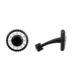 Police Fluted Black & Stainless Steel Cufflinks with Multi-P Emblem