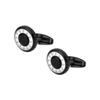 Police Fluted Men's Black & Silver Multi-P Emblem Cufflinks