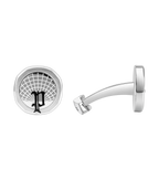 Police Horizon Stainless Steel Black Cufflinks with P Logo Rim