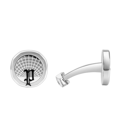 Police Horizon Stainless Steel Black Cufflinks with P Logo Rim