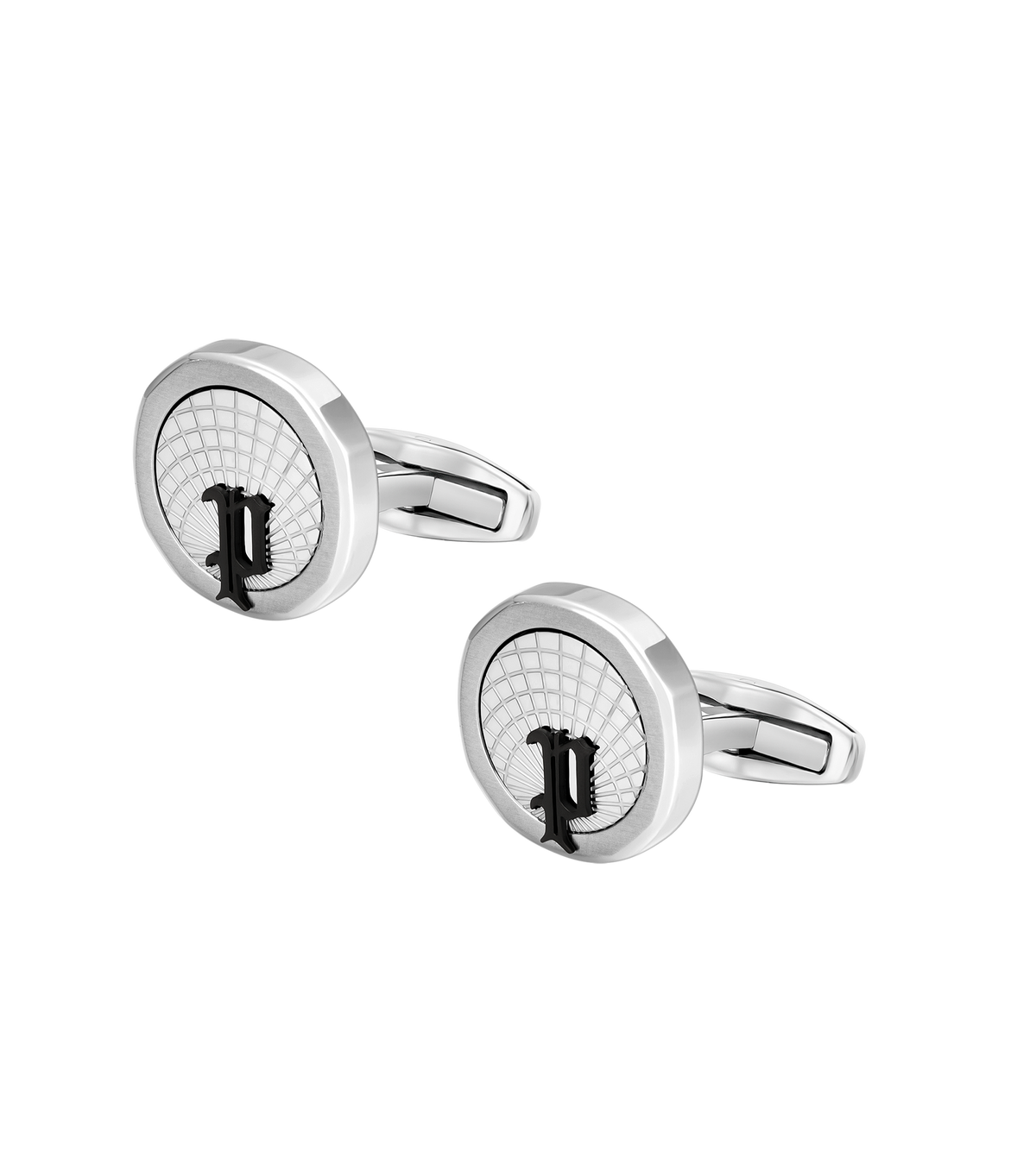 Police Horizon Stainless Steel Black Cufflinks with P Logo Rim Police Horizon Stainless Steel Black Cufflinks with P Logo Rim
