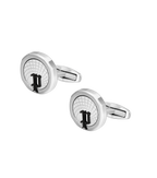 Police Horizon Stainless Steel Black Cufflinks with P Logo Rim
