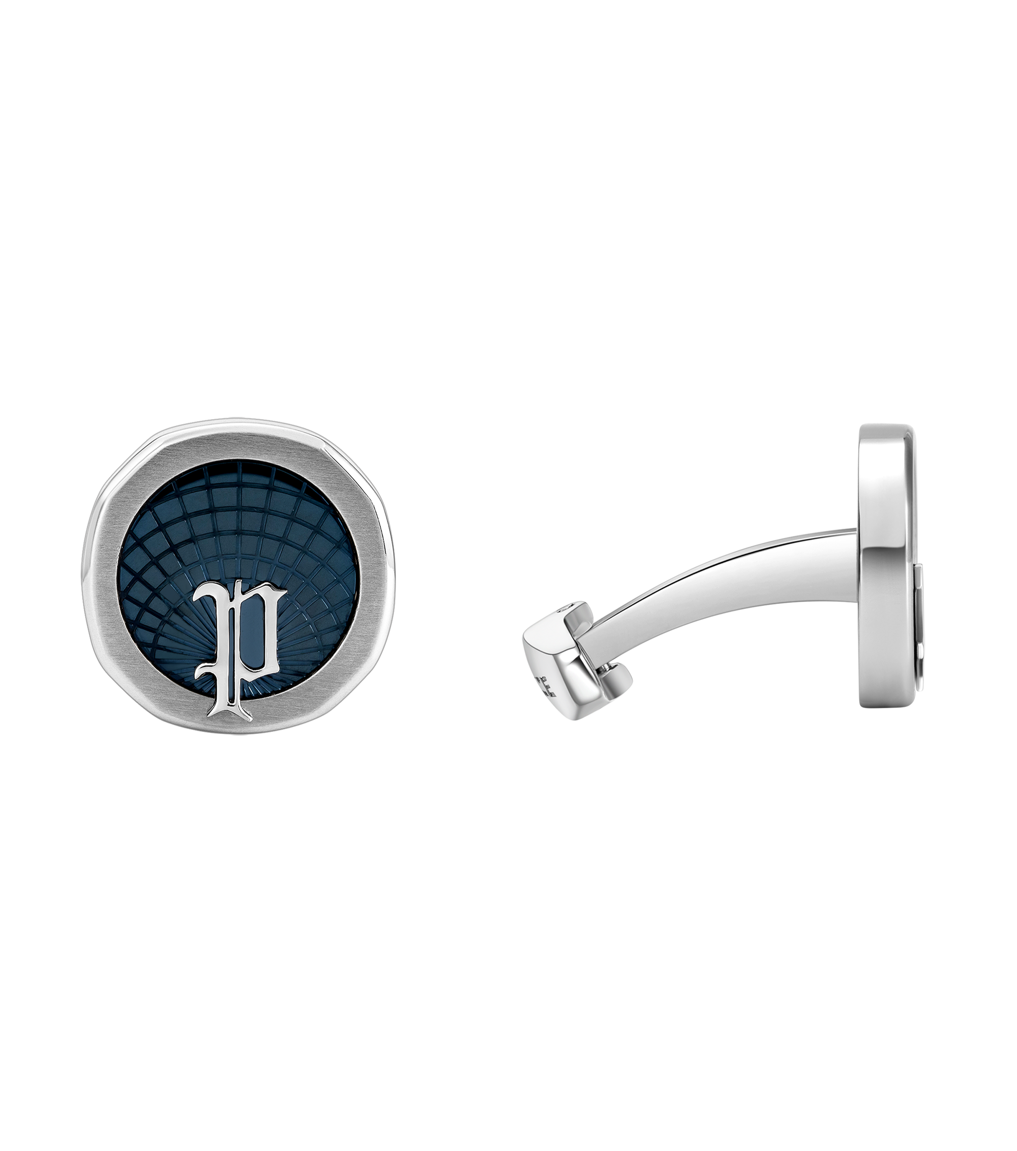 Police Horizon Stainless Steel Grey Cufflinks with P Logo Rim