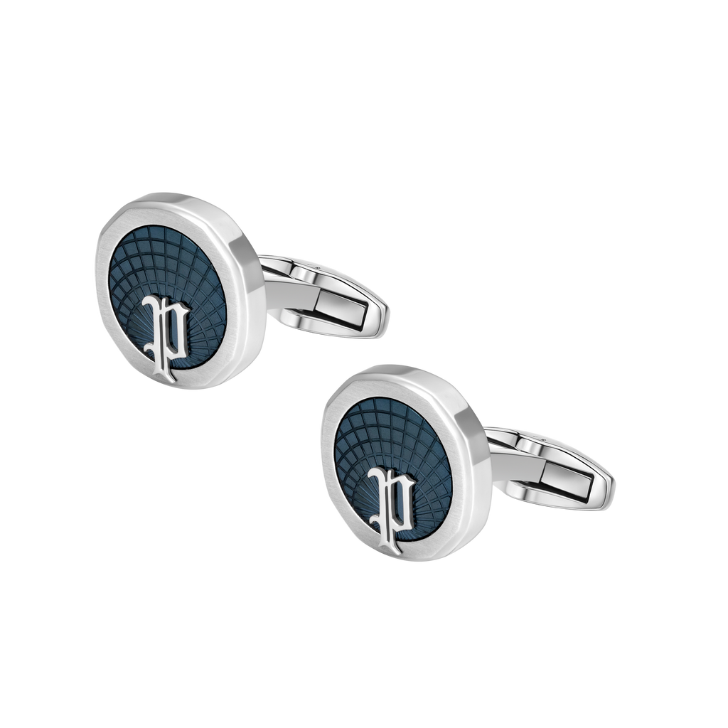 Police Horizon Men's Stainless Steel & Grey P Logo Cufflinks