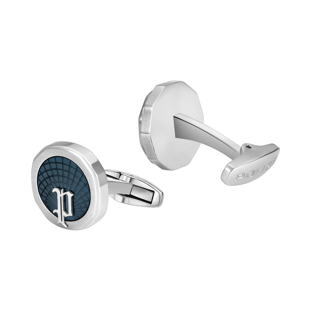 Police Horizon Men's Stainless Steel & Grey P Logo Cufflinks
