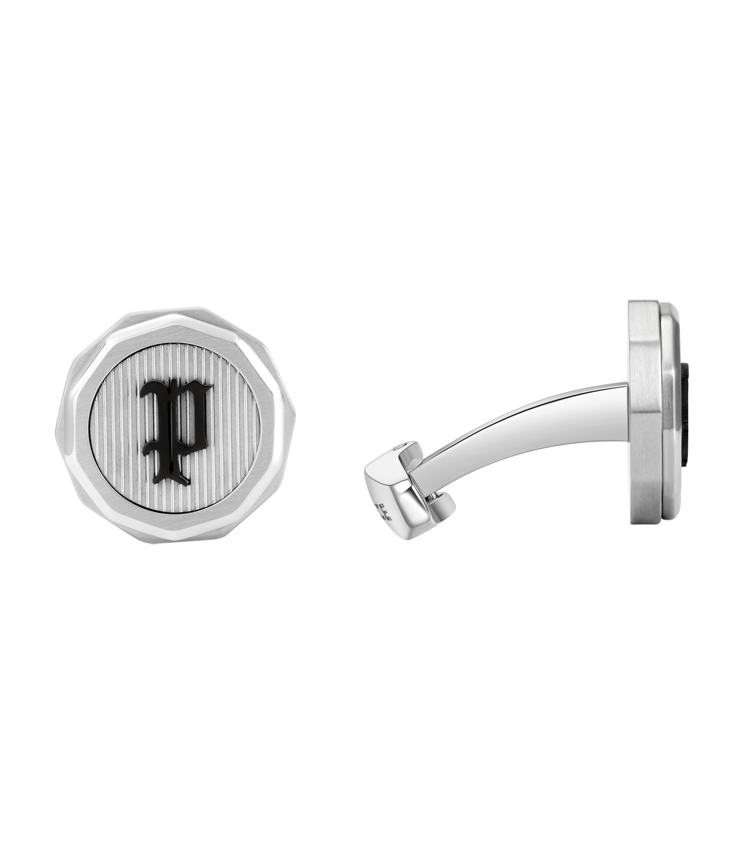 Police Guard Black P Logo Fringe Cufflinks