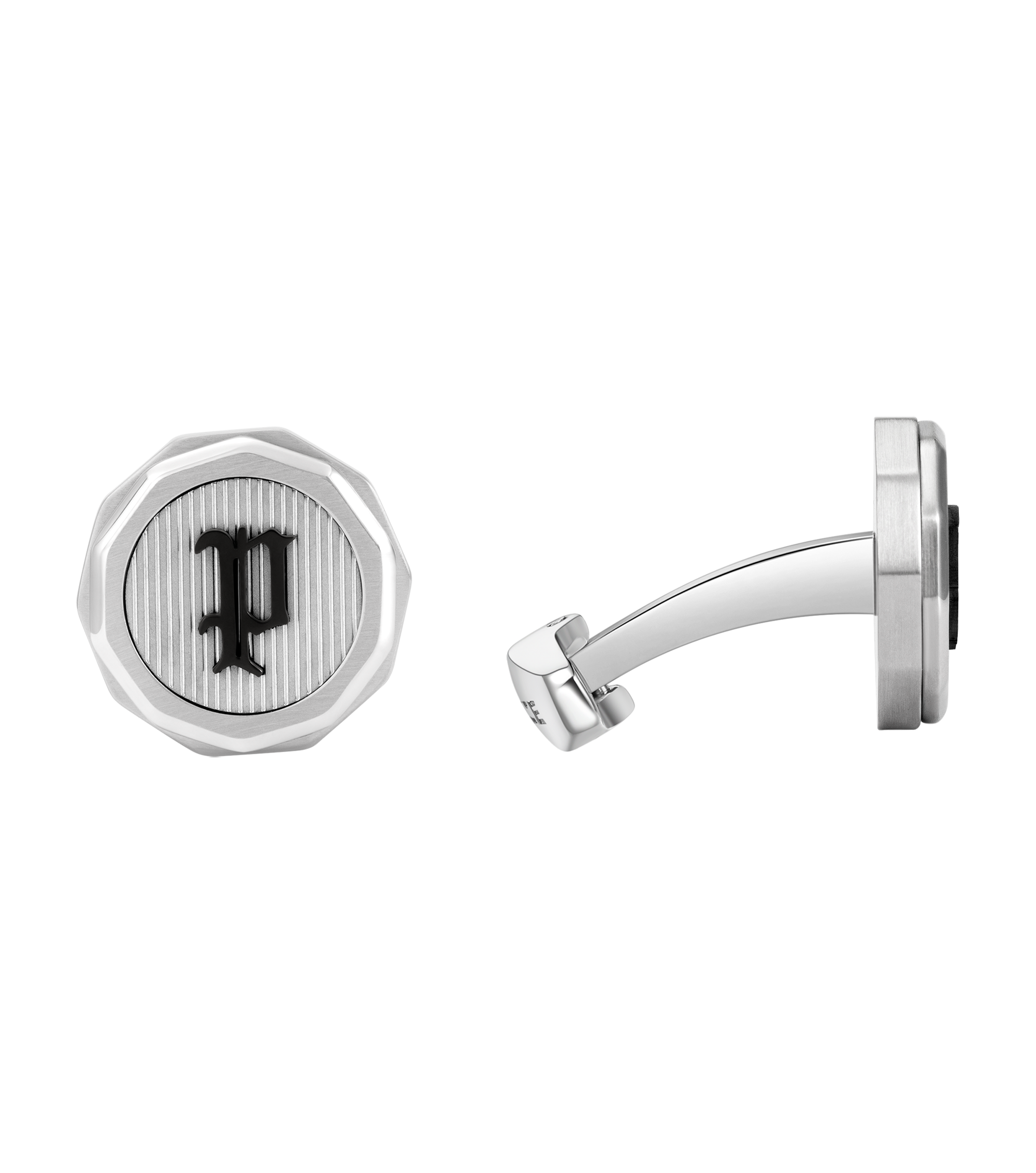 Police Guard Black P Logo Fringe Cufflinks
