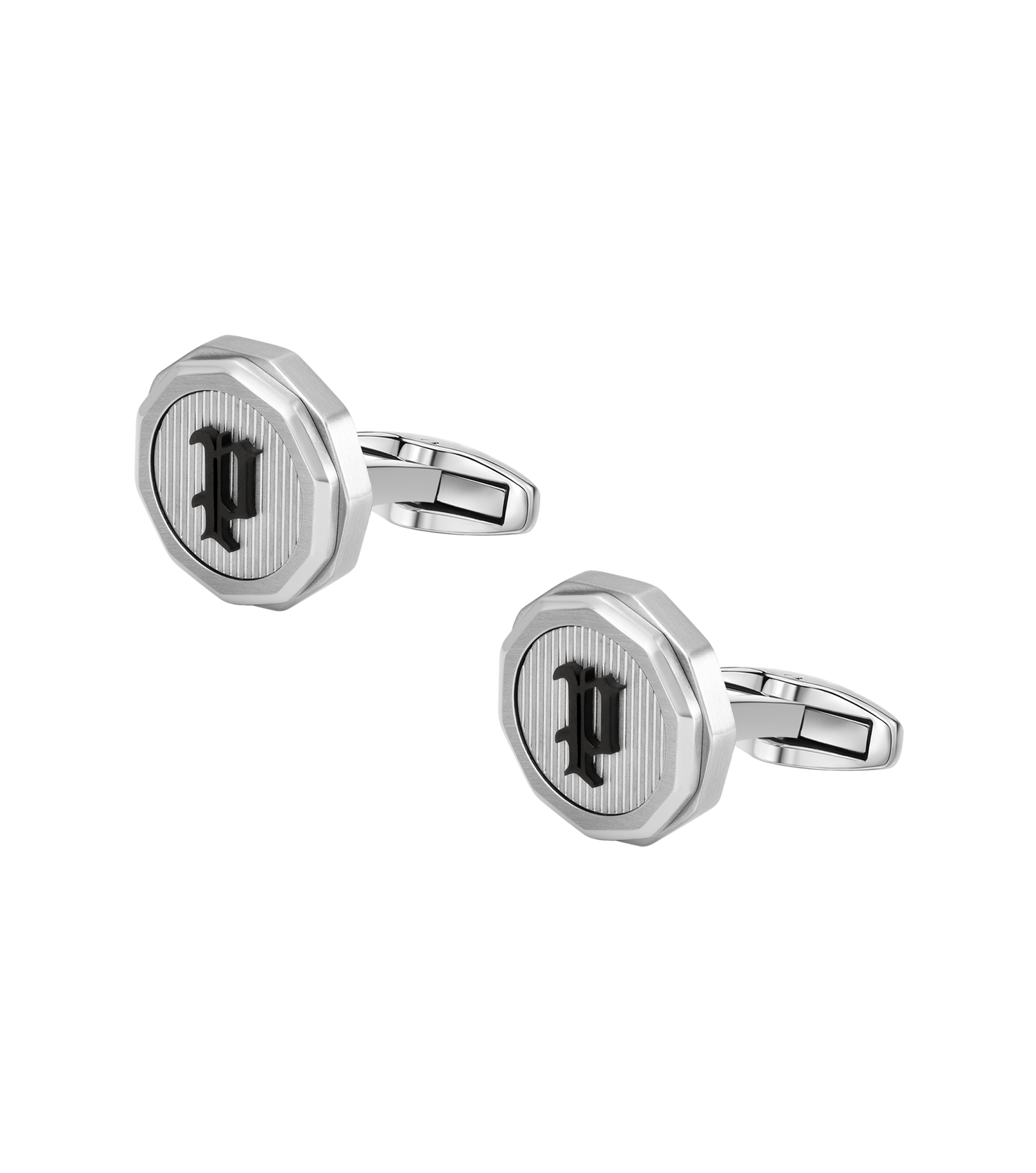Police Guard Black P Logo Fringe Cufflinks Police Guard Black P Logo Fringe Cufflinks