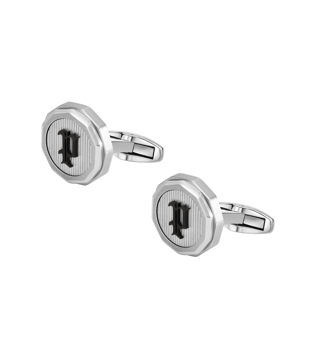 Police Guard Black P Logo Fringe Cufflinks