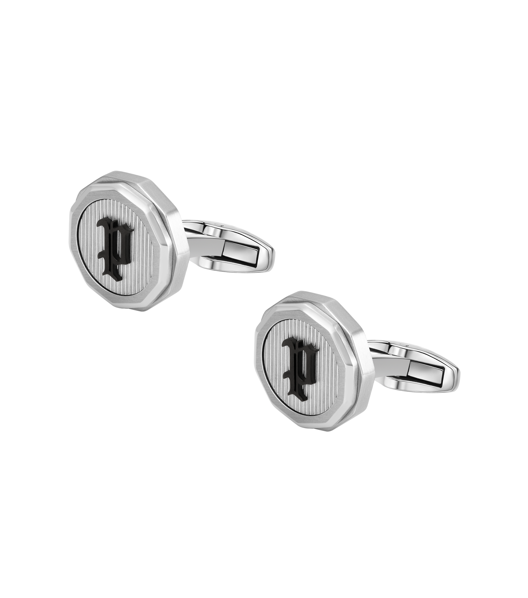 Police Guard Black P Logo Fringe Cufflinks