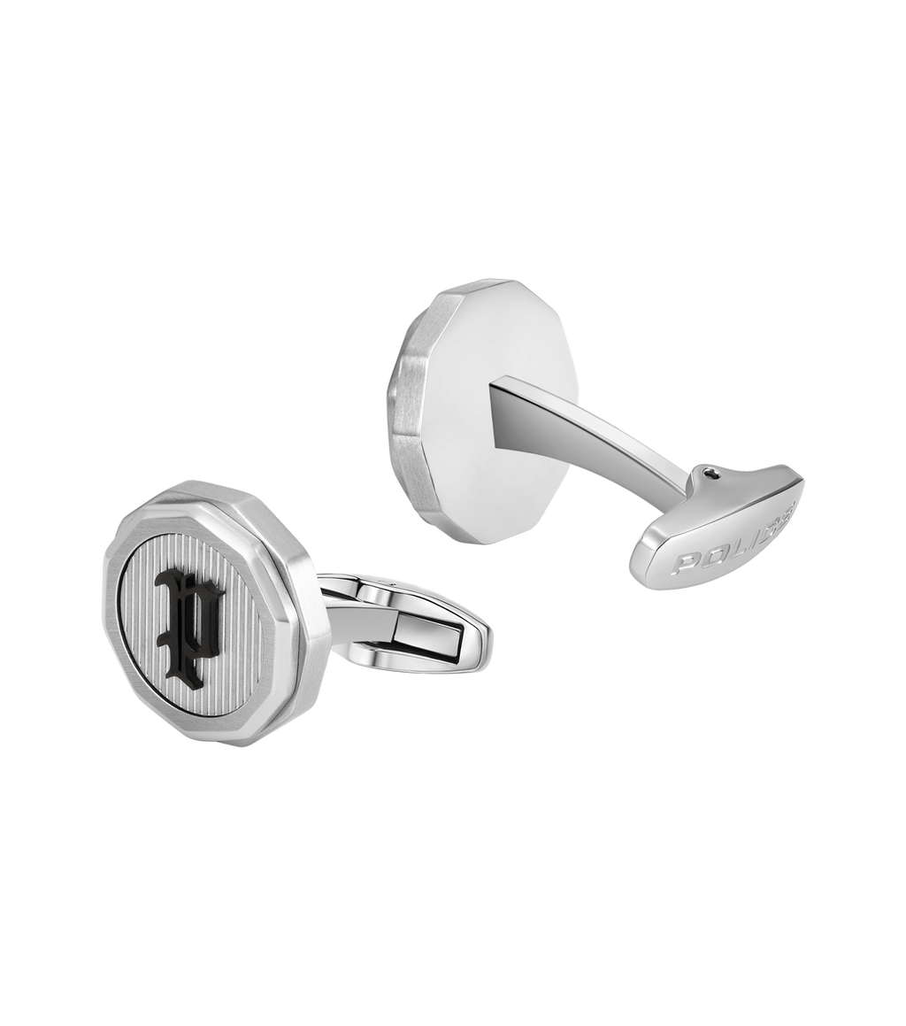 Police Guard Black P Logo Fringe Cufflinks