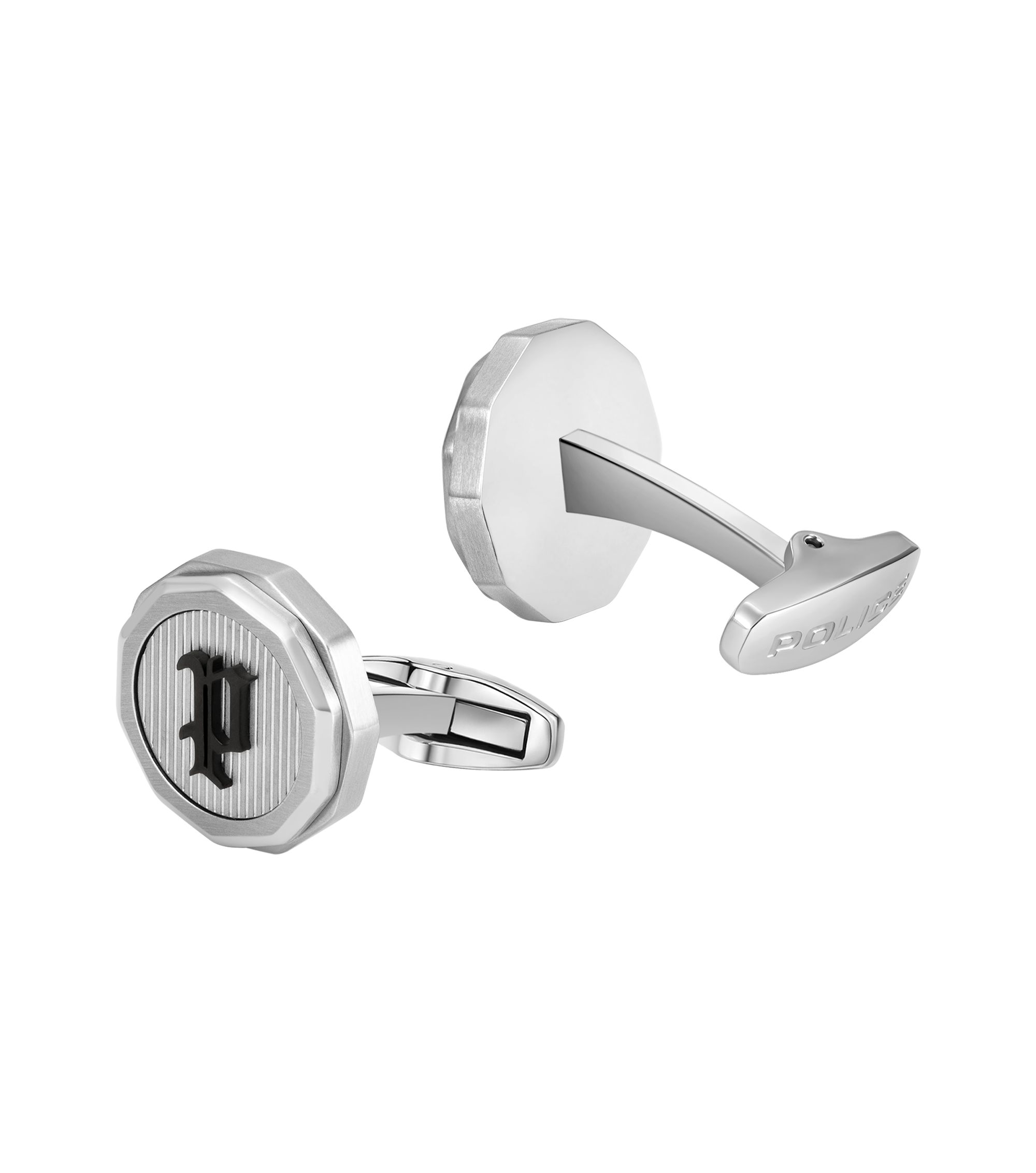 Police Guard Black P Logo Fringe Cufflinks