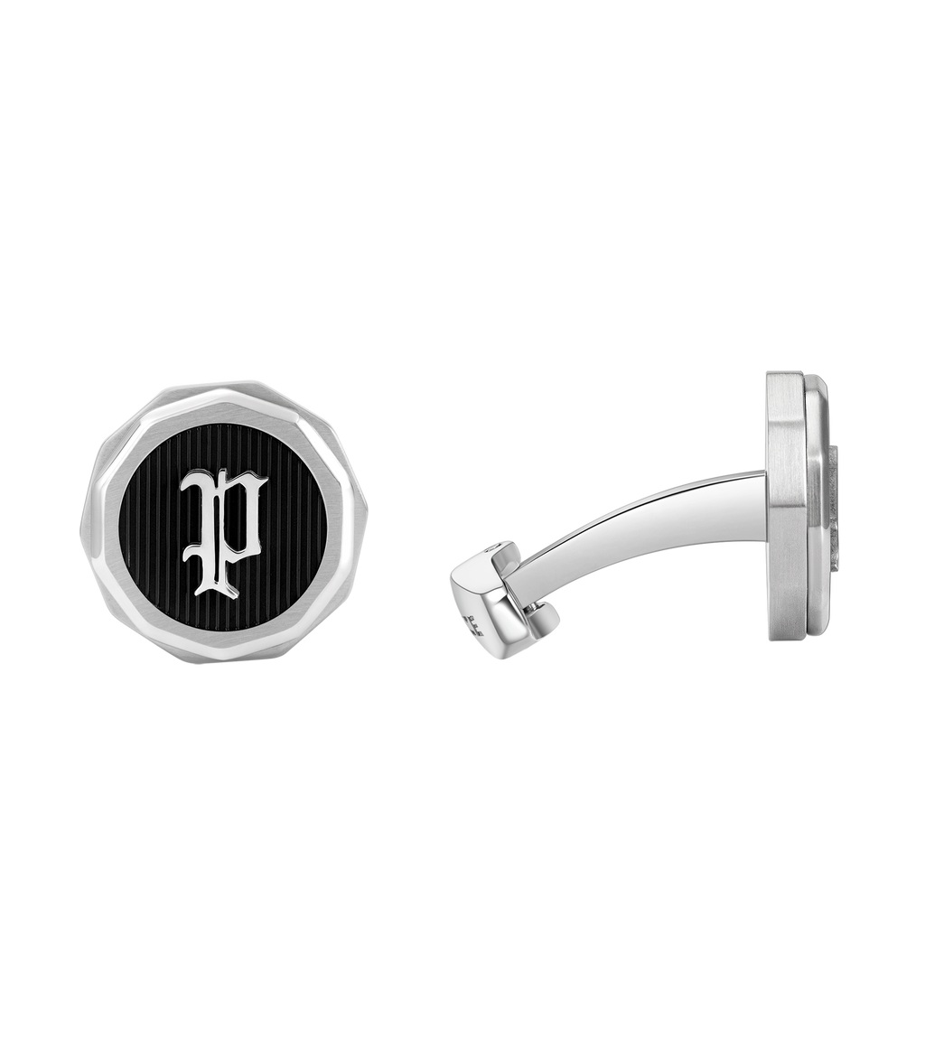 Police Guard Black P Logo Fringe Cufflinks