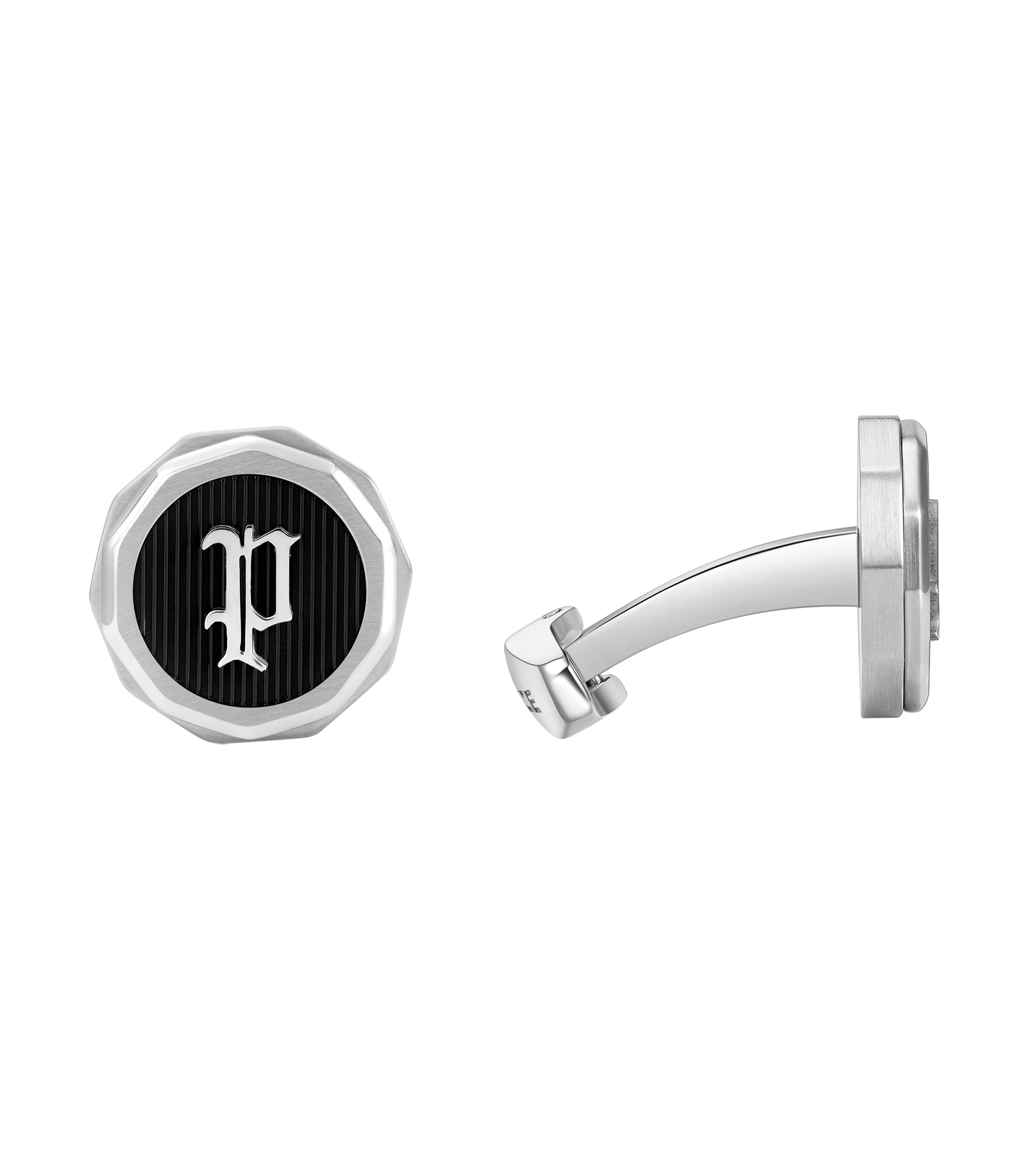 Police Guard Black P Logo Fringe Cufflinks