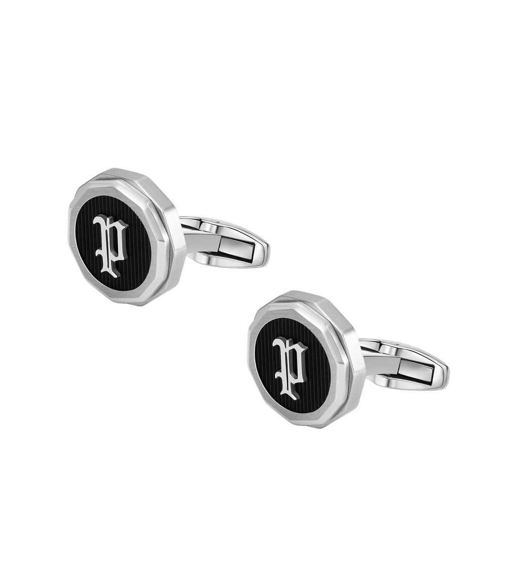 Police Guard Black P Logo Fringe Cufflinks