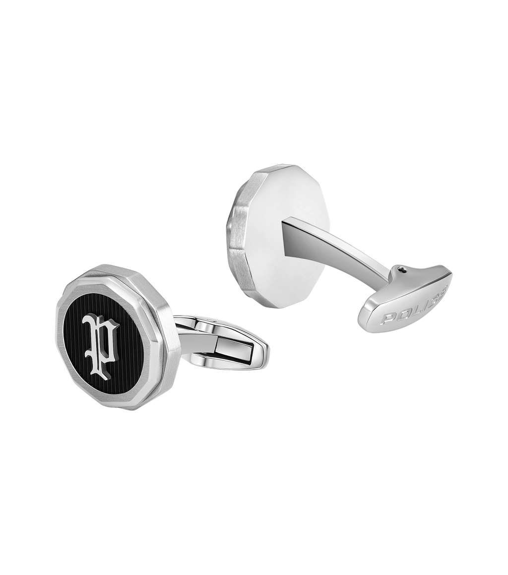 Police Guard Black P Logo Fringe Cufflinks
