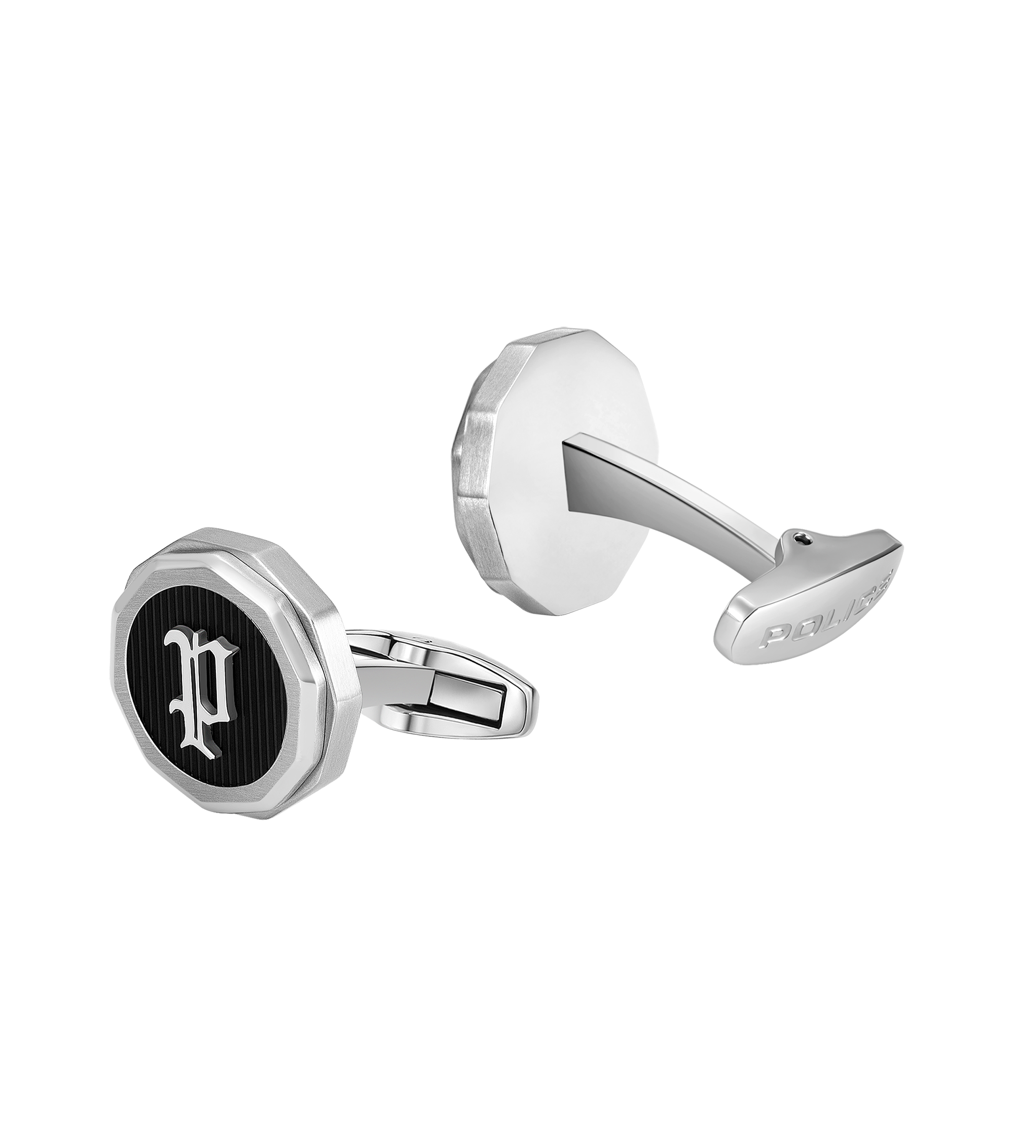 Police Guard Black P Logo Fringe Cufflinks