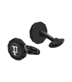 Police Guard Full Black, P Logo Fringe Cufflinks
