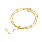 Police Element Pearl & Crystals Motif Double Chain Bracelet