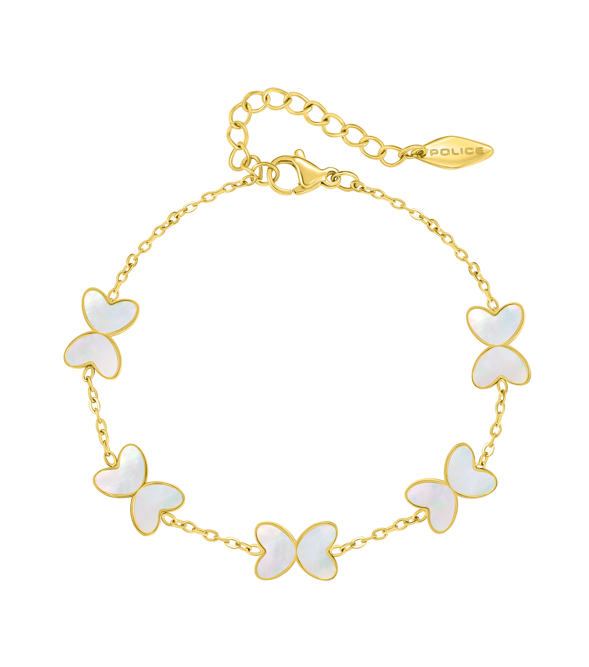 Police White Butterfly Charms Bracelet