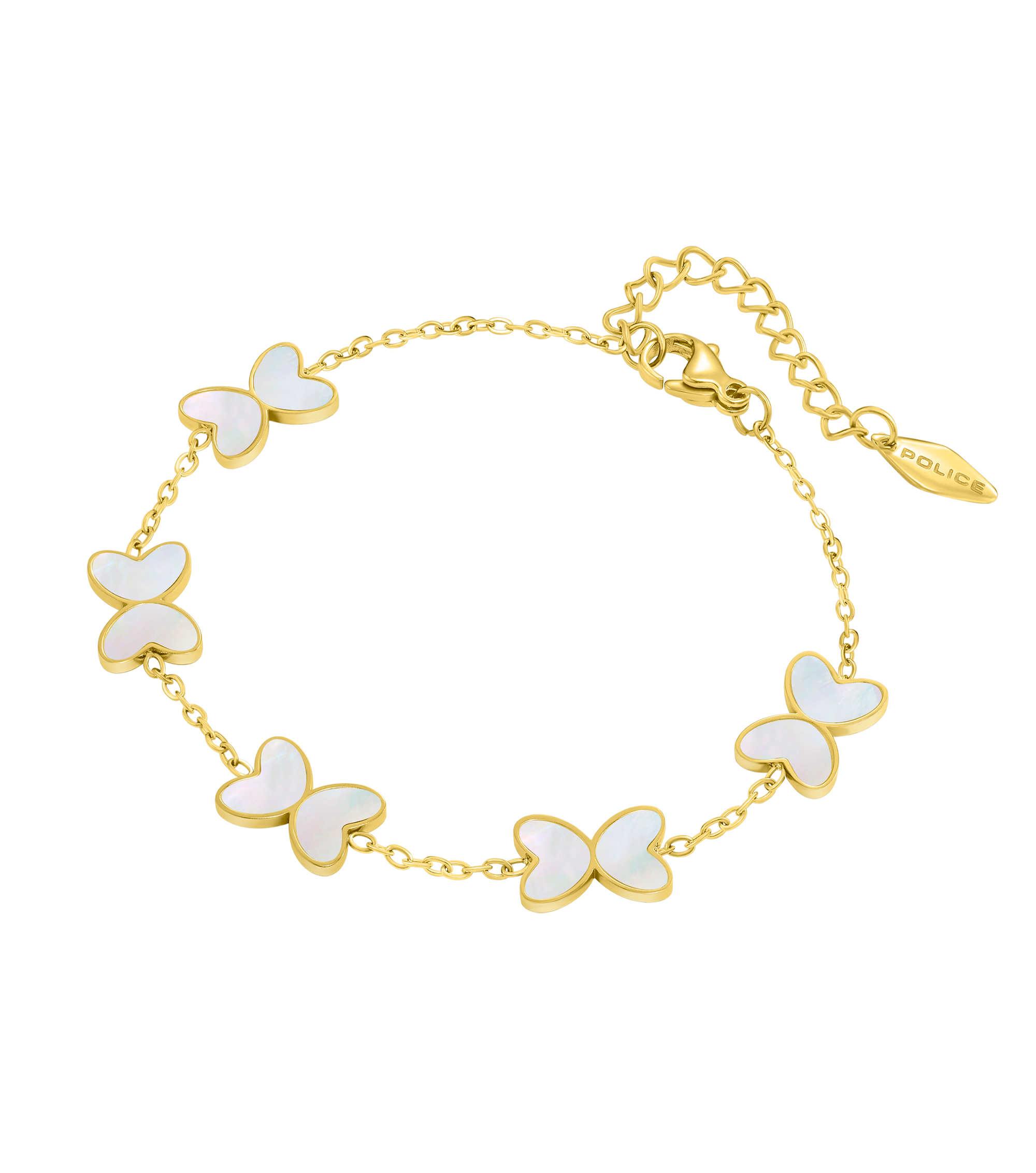 Police White Butterfly Charms Bracelet
