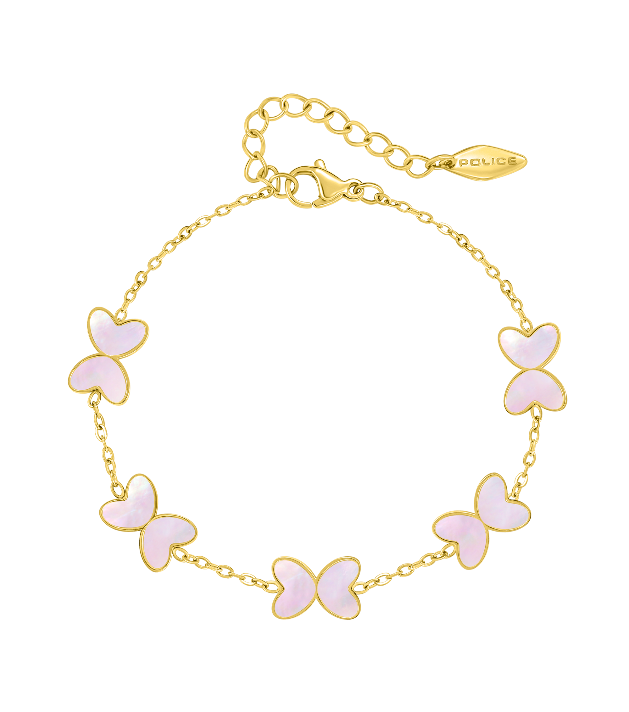 Police Pink Butterfly Charms Bracelet