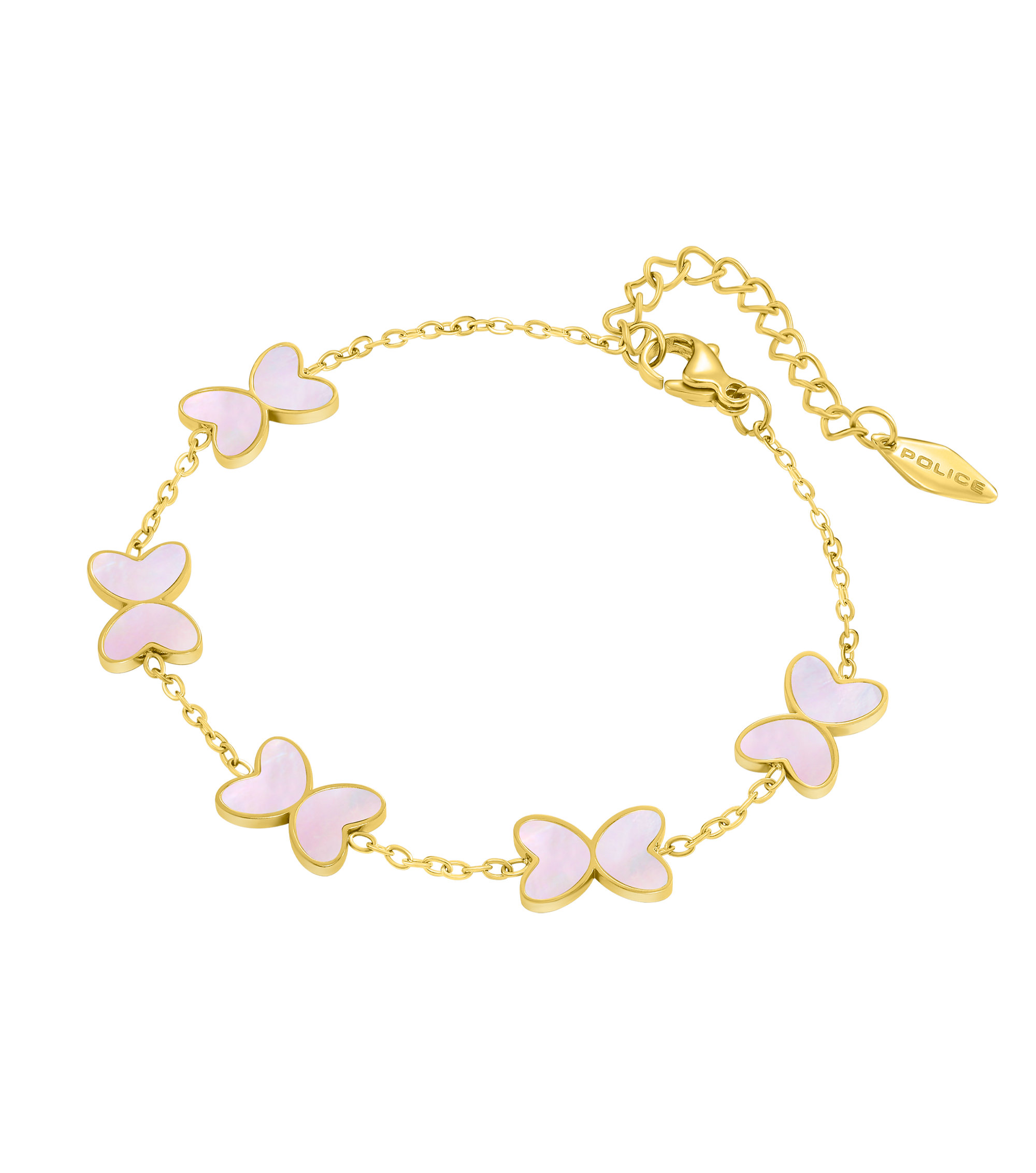 Police Pink Butterfly Charms Bracelet