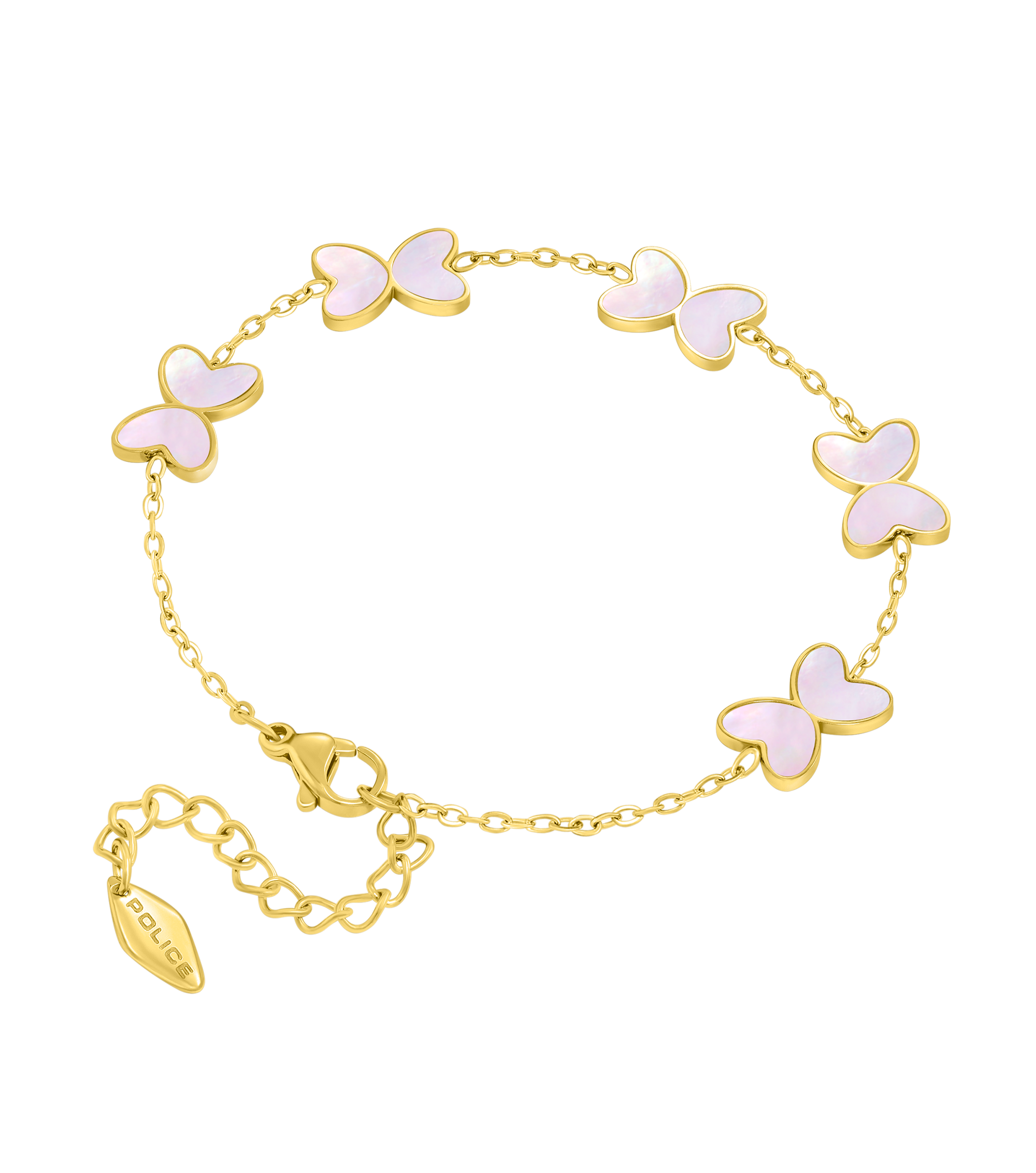 Police Pink Butterfly Charms Bracelet