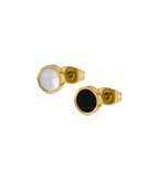 Police Aurora White & Black Inlay Mismatch Earrings