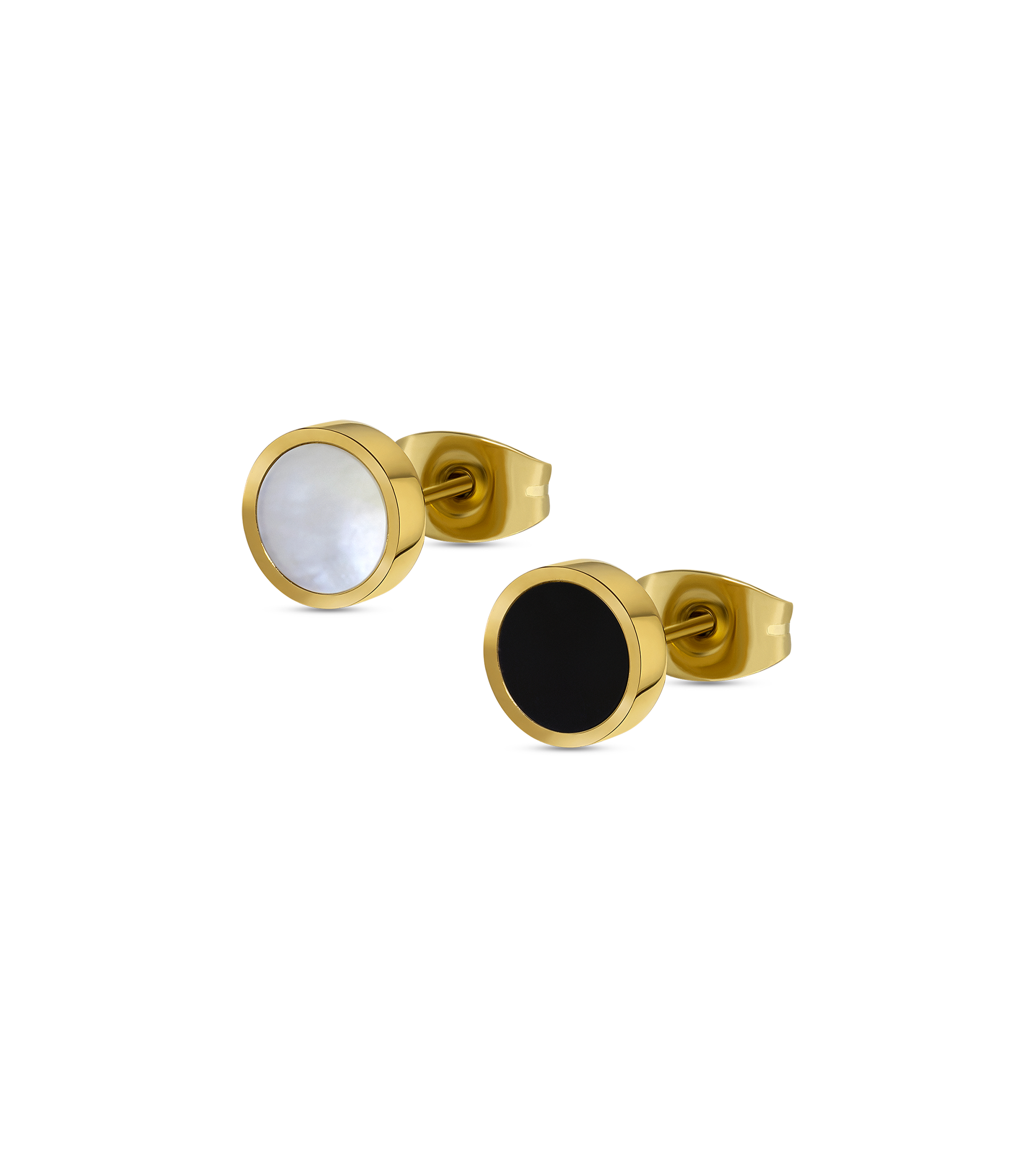 Police Aurora White & Black Inlay Mismatch Earrings