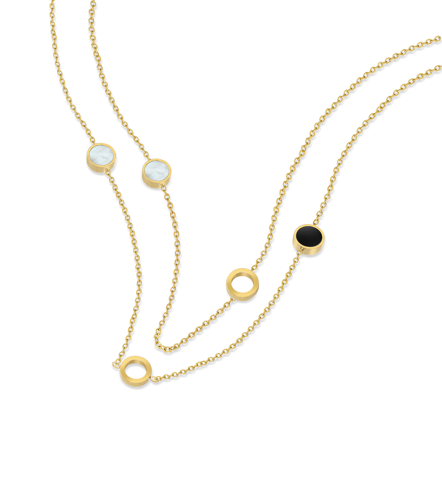Police Aurora White & Black Inlay Double Chain Necklace Police Aurora White & Black Inlay Double Chain Necklace