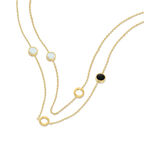 Police Aurora White & Black Inlay Double Chain Necklace