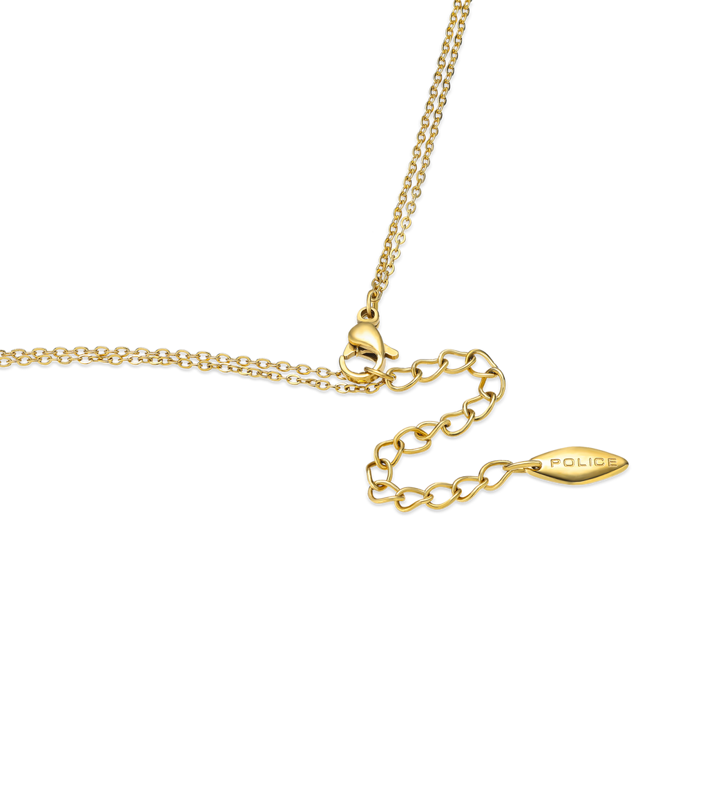 Police Aurora White & Black Inlay Double Chain Necklace