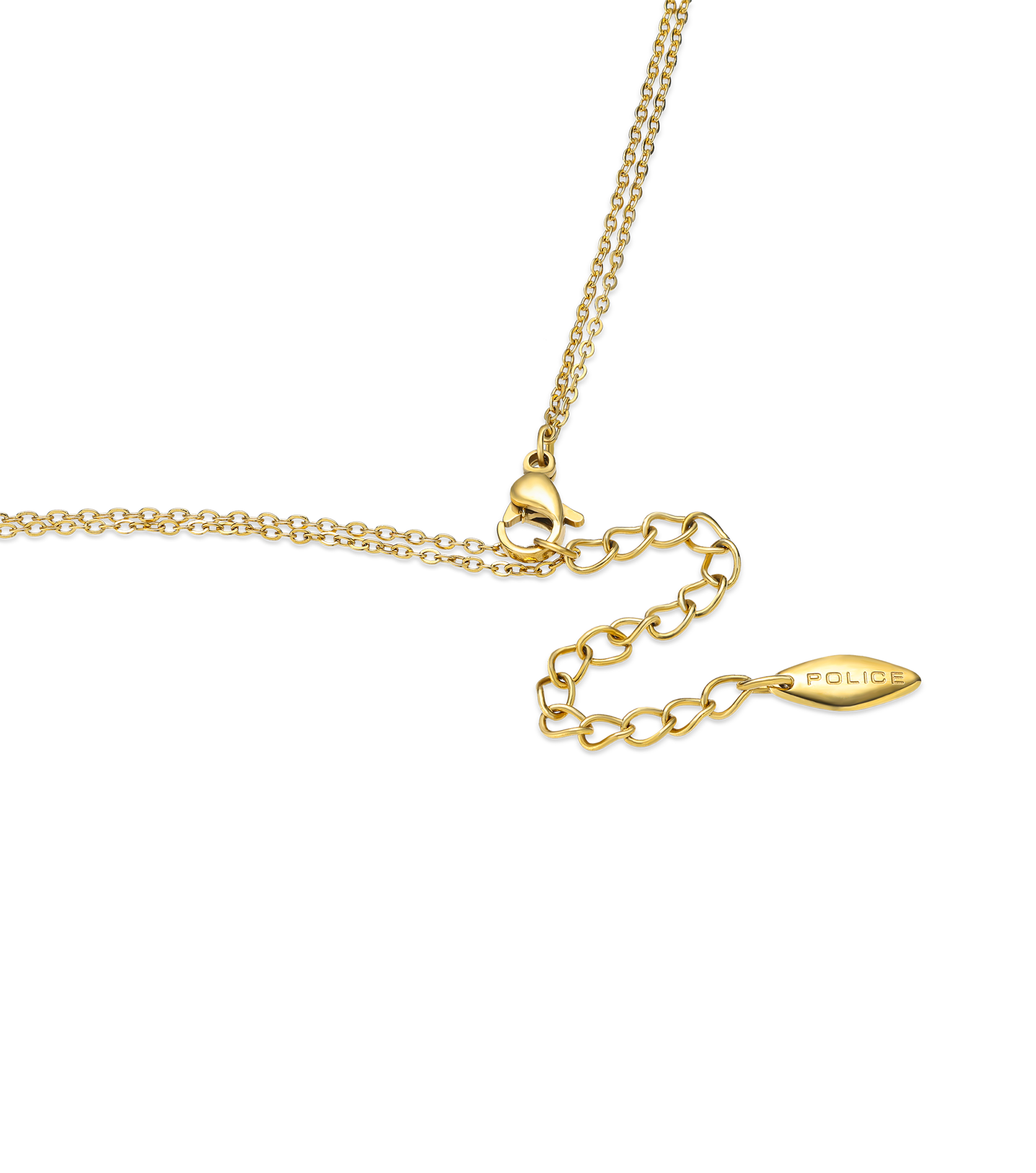 Police Aurora White & Black Inlay Double Chain Necklace