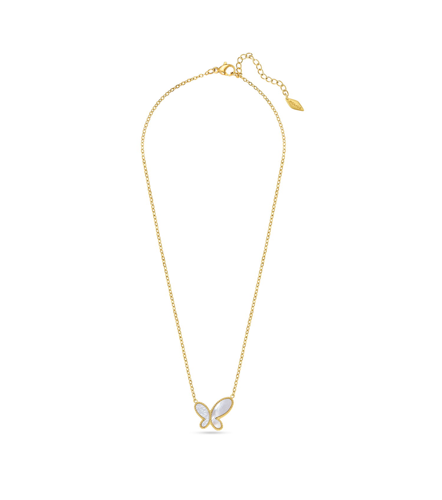 Police Kiana White Pearl Butterfly Necklace