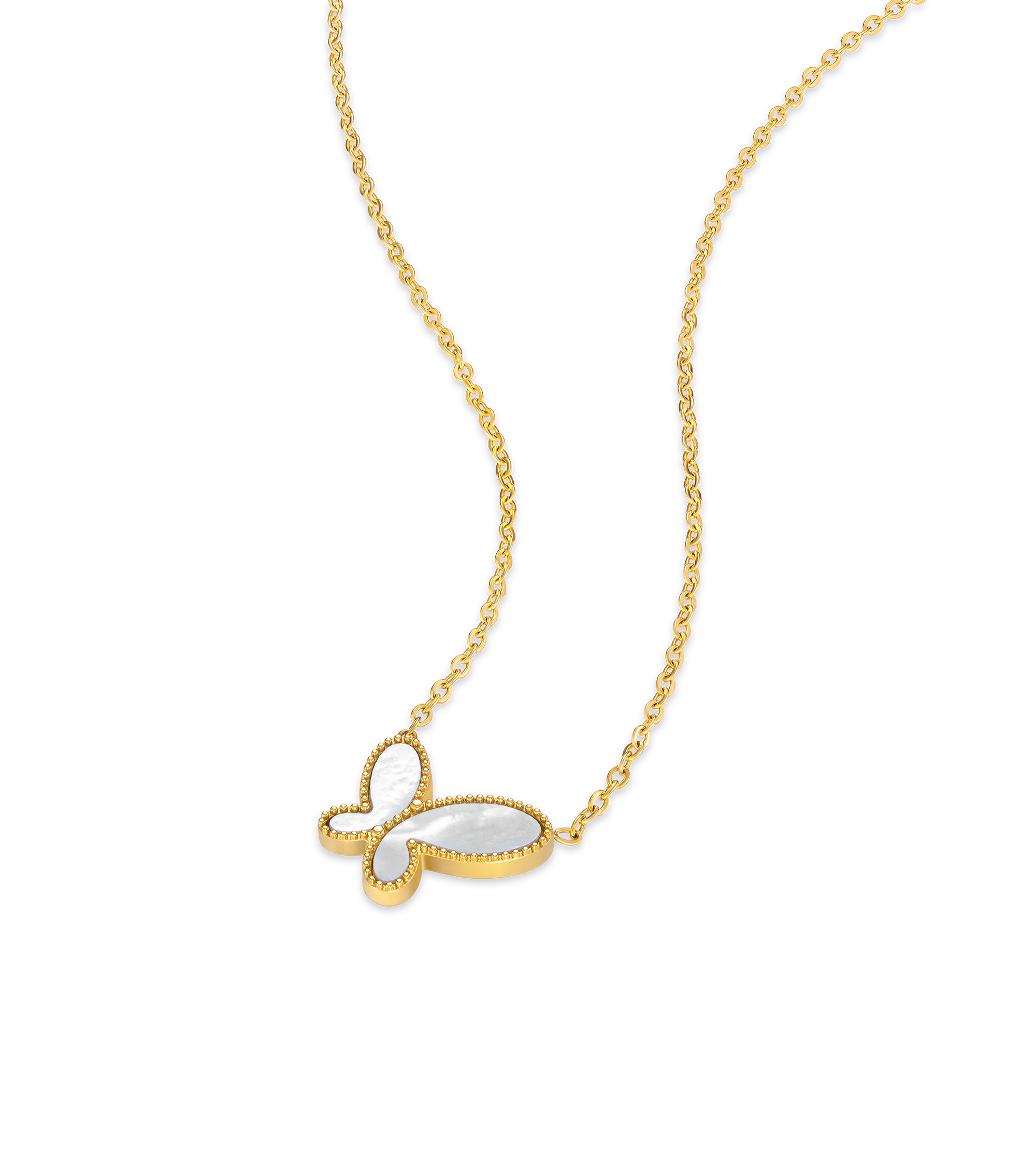 Police Kiana White Pearl Butterfly Necklace