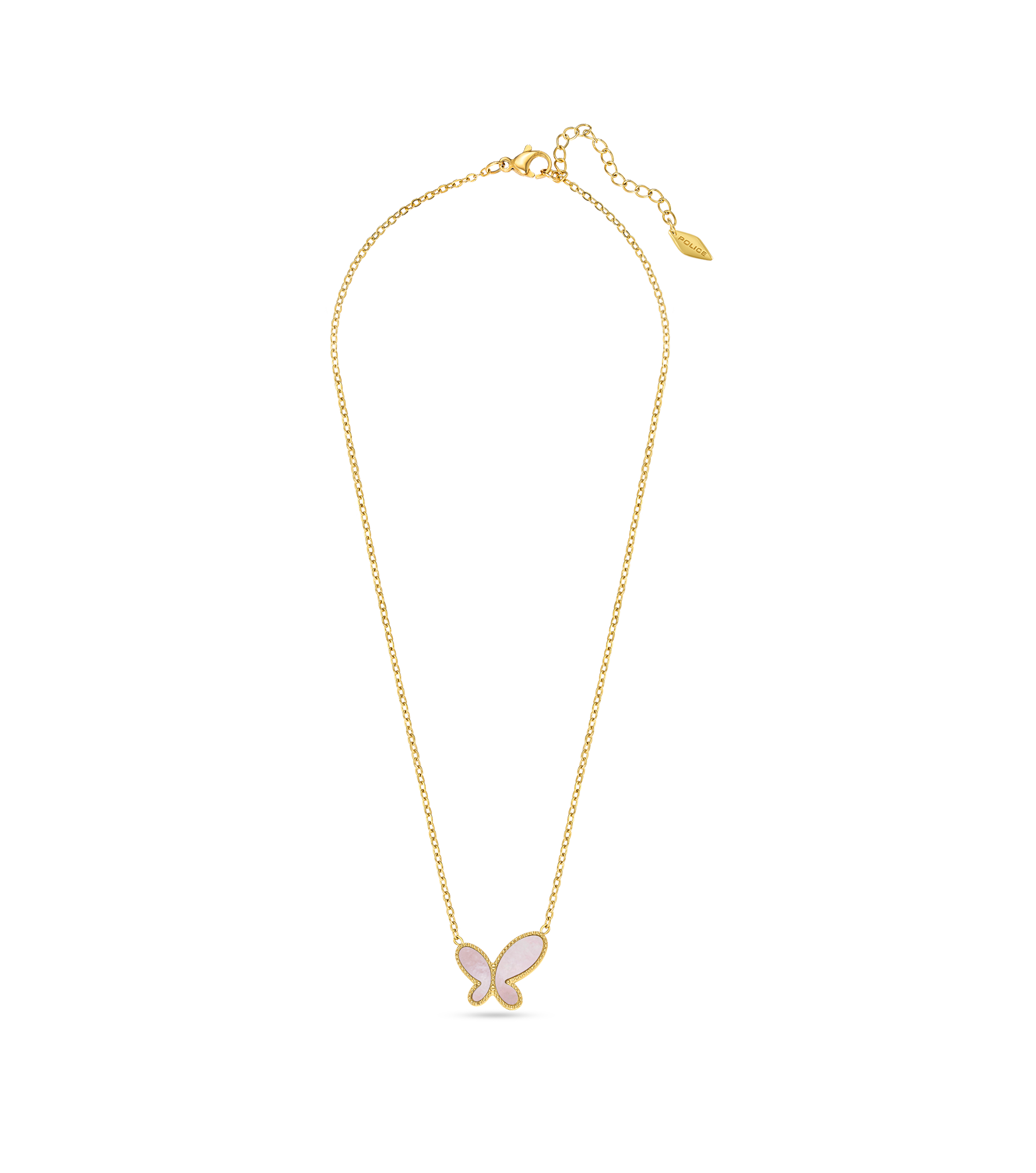 Police Kimana Pink Pearl Butterfly Necklace