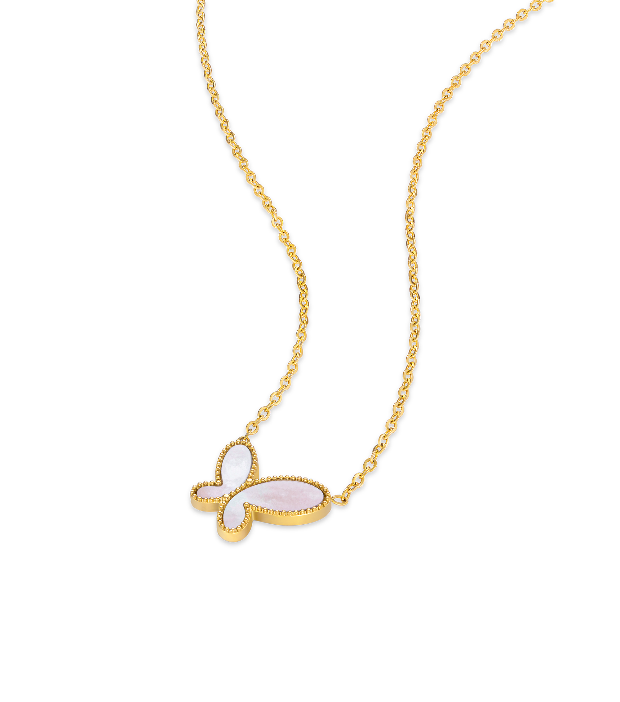 Police Kimana Pink Pearl Butterfly Necklace