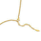 Gold-toned necklace with a lobster clasp, a dual fine chain, and an extender chain ending in a leaf-shaped "POLICE" tag.