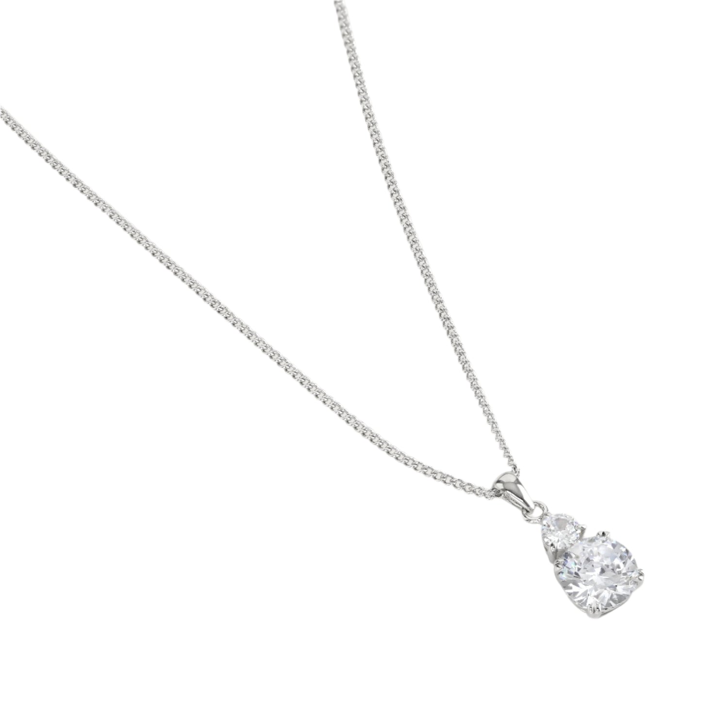 Buckley London Clear Round Double Drop Pendant Rhodium Buckley London Clear Round Double Drop Pendant Rhodium