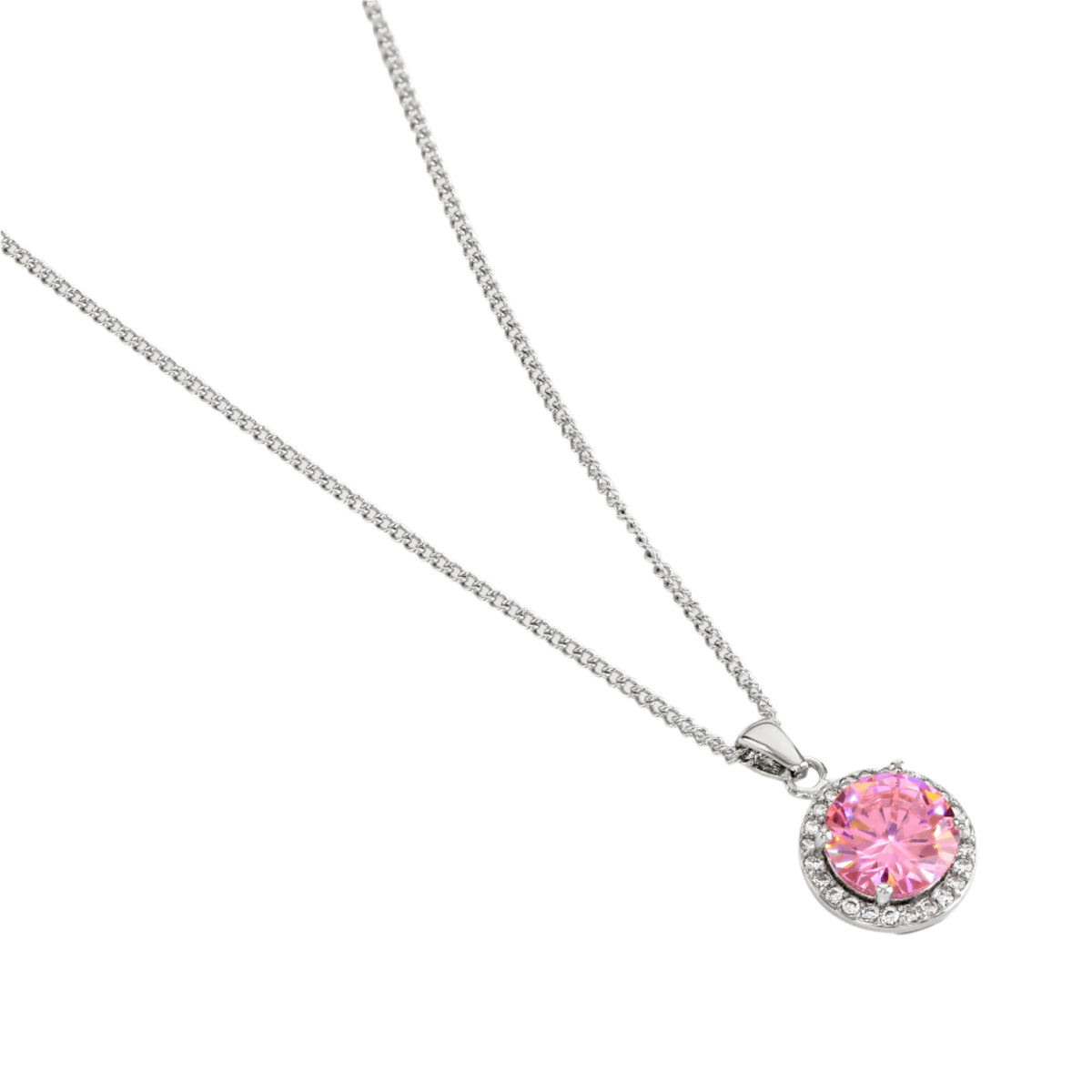 Buckley London Pink Halo Pendant Rhodium Buckley London Pink Halo Pendant Rhodium