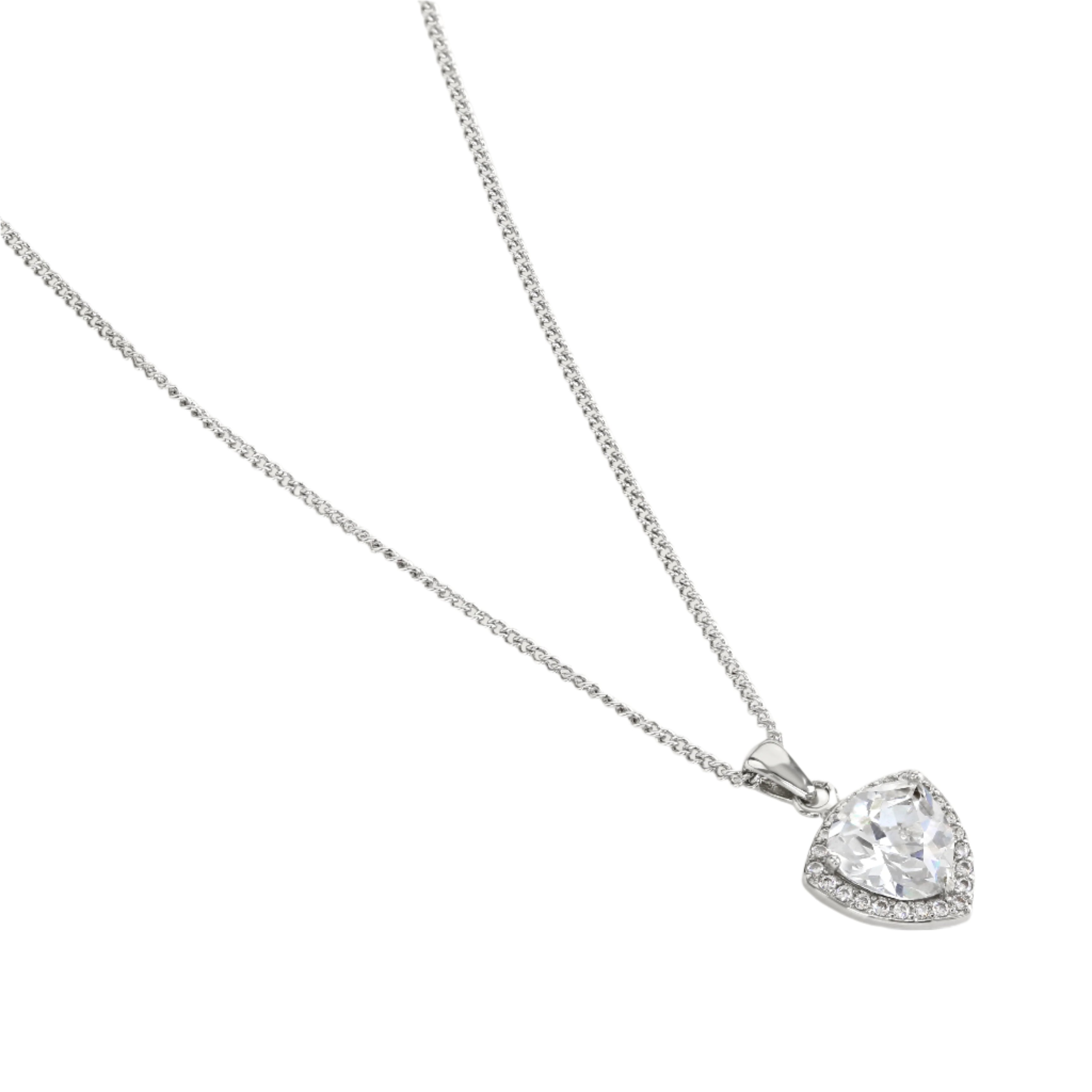 Buckley London Clear Trillion Halo Pendant Rhodium